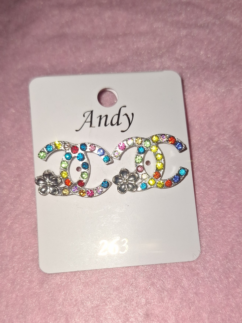 Multicolor Crystal Logo Earrings